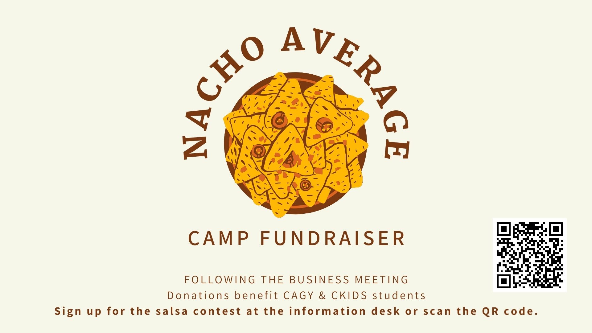 Nacho Camp Fundraiser Graphic